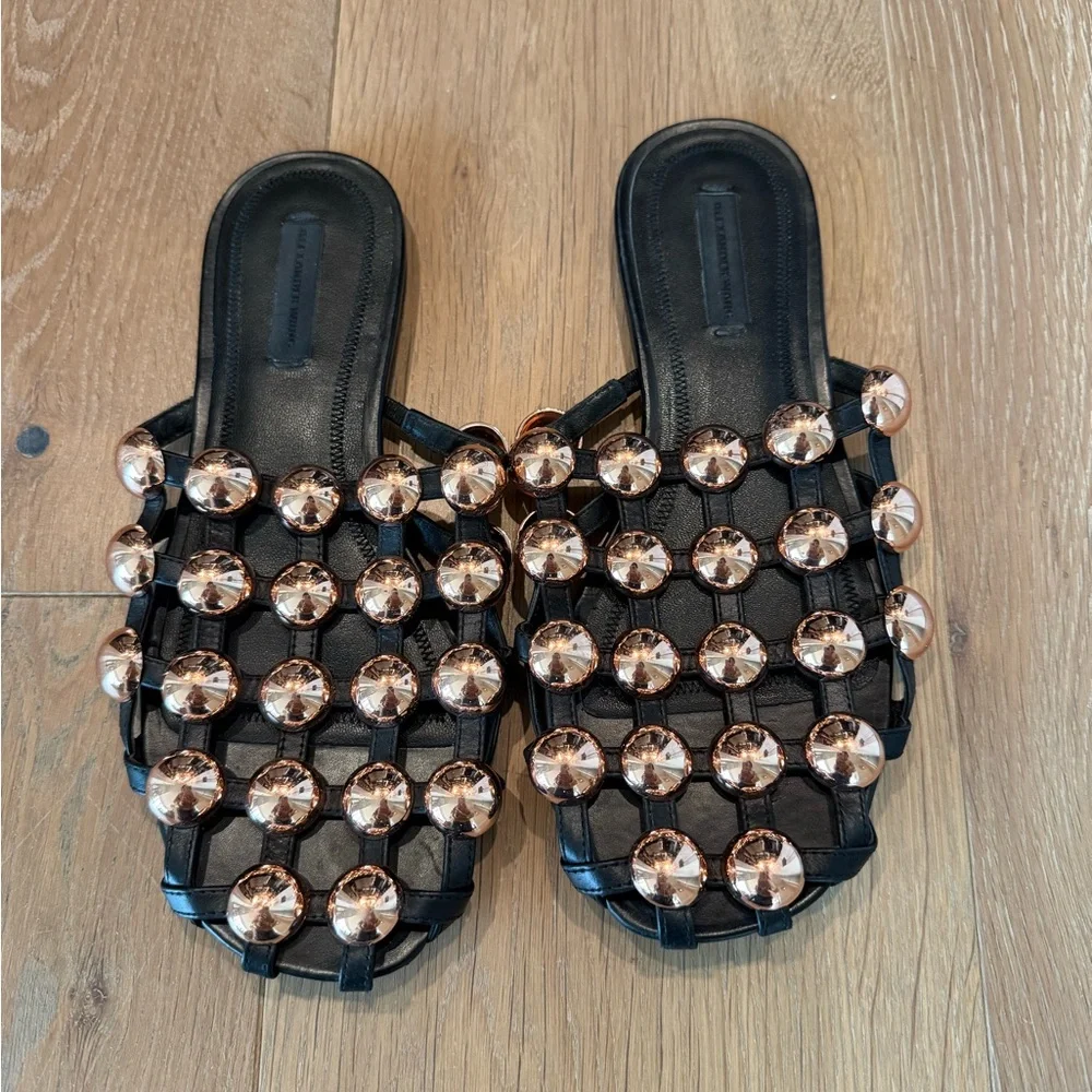Alexander Wang Studded Cage Slide Sandals – Black - Picture 1 of 4